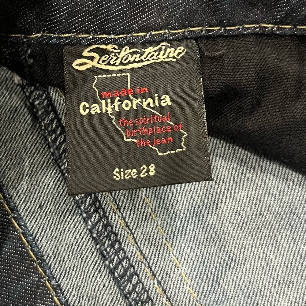 Serfontaine Low Rise Embellished Bootcut Jeans Dark Wash Y2K - Picture 7 of 8